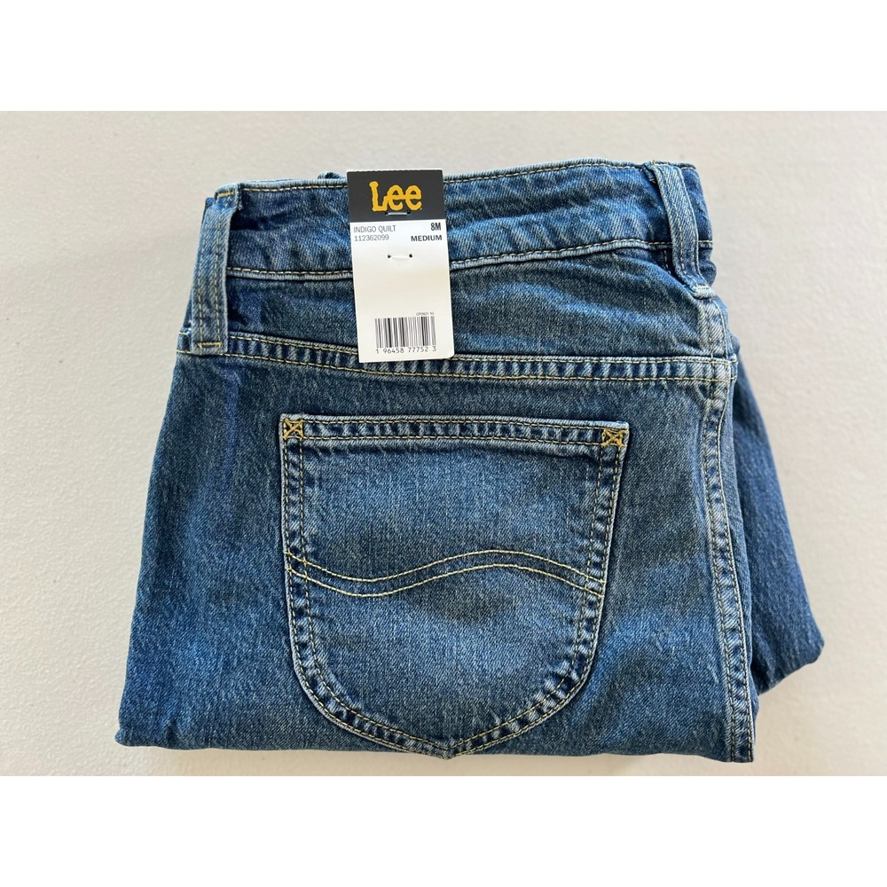 Lee Legendary NEW Straight Crop Jeans Womens 8 Medium Indigo Quilt Denim 30x26